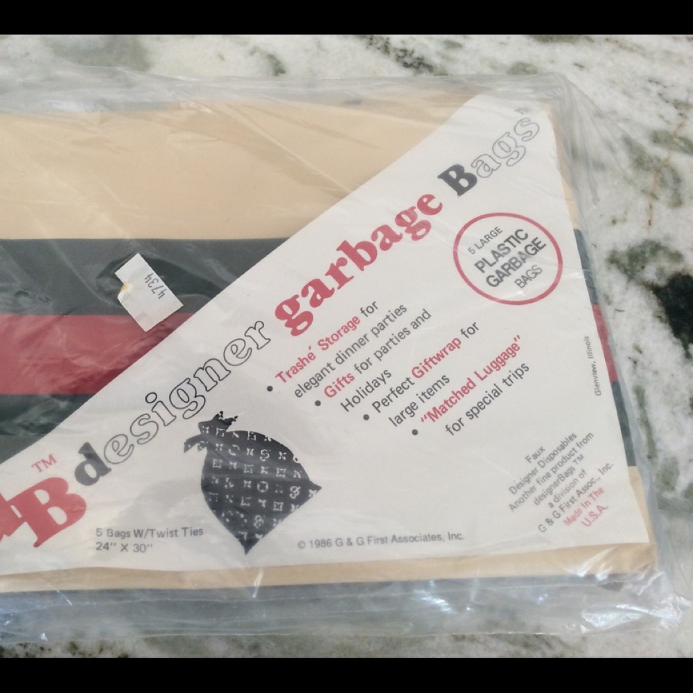Vintage 1986 DB Faux Designer Garbage Bags